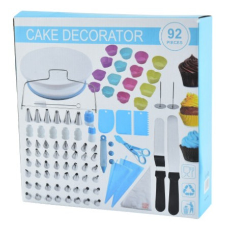 Set 92 Piese Ustensile pentru Ornare Prajituri, Cyrax, din Plastic si Otel Inoxidabil, Forme Briose, Multicolor