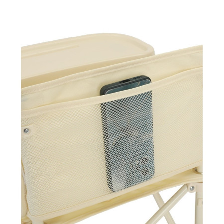 Scaun de Masa pentru Bebelusi si Copii, Cyrax, Tavita si Husa Detasabile, Multifuncțional, Stabil, Centura de Siguranta, Cos de Depozitare, Bej, cu Umbrela Verde, de la 6 Luni