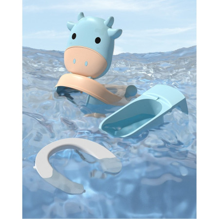 Olita pentru Copii, Cyrax, +1an, Portabila, Model Vacuta, cu Capac, Prietenoasa, Non-Toxic, Compartiment Detasabil, cu Manere, cu 4 Picioare, Usor de Curatat, Albastru