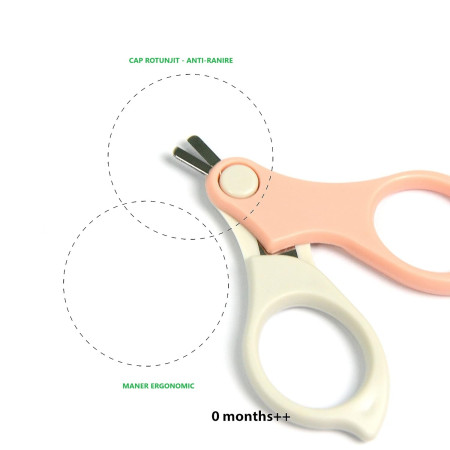 Set 4in1 de Ingrijire Unghii pentru Bebelusi, Cyrax, Cutie de Depozitare Transparenta, 0-6 Ani, 13.6x8x2 cm, Roz