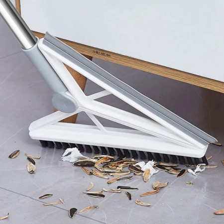 Matura Telescopica,  cu Doua Capete - Perie/Racleta 23 cm, Lungime 110 cm, din Plastic/Otel/Silicon, Gri