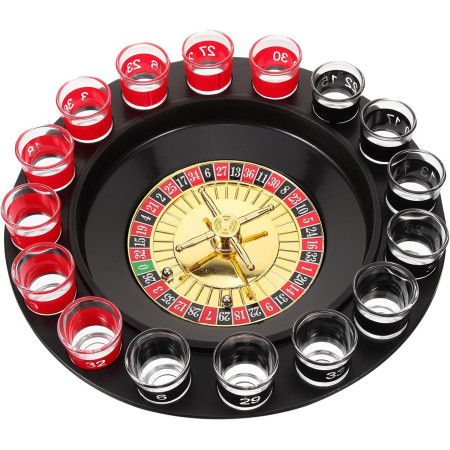 Joc de Ruleta Cyrax, cu Pahare de Shot si Plansa de Joc Blackjack, 31 cm, Multicolor