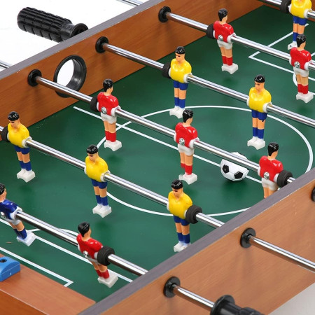 Masa de fotbal cu teren si 18 jucatori Cyrax, cu tablou pentru scor, din metal, lemn si ABS, 50 x 25 x 15.5 cm, pentru copii
