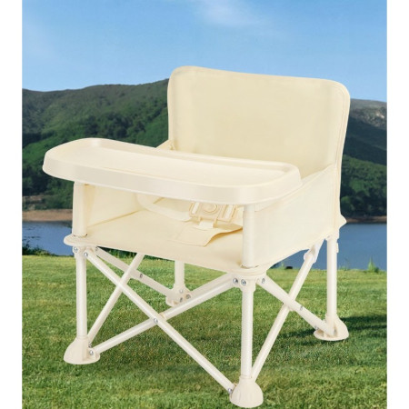 Scaun de Masa pentru Bebelusi si Copii, Cyrax, Tavita si Husa Detasabile, Multifuncțional, Stabil, Centura de Siguranta, Cos de Depozitare, Bej, cu Umbrela Roz, de la 6 Luni