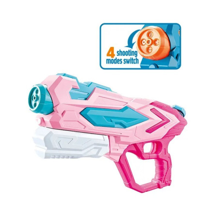 Set 2x Pistol cu Apa pentru Copii, Rezervor, Pentru Piscina/Plaja, Cyrax, 6ani+, Roz + Albastru, 4 duze, 900 ML