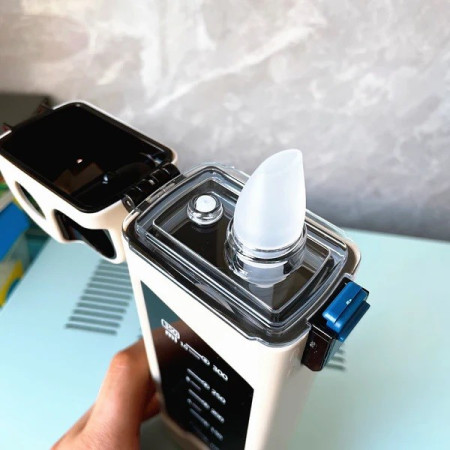 Sticla de Apa pentru Sport, Cyrax, 350 ml, cu Pai si Capac, 23x7x4.4 cm, Buton de Blocare, din PC, Alb