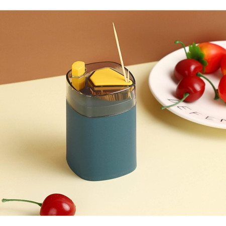 Suport Scobitori, Cyrax, Automat, cu Buton si Capac, din PP, 9.5x6 cm, Albastru