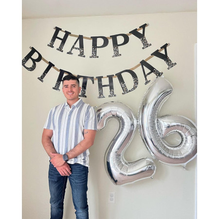 Balon din Folie Metalizata, Cyrax, Figurina Cifra, Tema Aniversare 80 cm, Ambalaj Individual, Pai inclus, Umflare cu Aer sau Heliu, Argintiu, Cifra 6