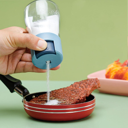 Dozator Condimente, Cyrax, din Stilca, 180 ml, Rezistenta la Umidiate, 11.3 x 6.4 cm, Masura 5g, Albastru