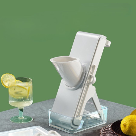 Feliator de Legume Multifunctional, Cyrax, Taieturi Diferite, Razatoare pentru Bucatarie, Taietor de Cartofi, Presa Manuala, Pliabila, Extensibila, PP PET, 23.5x9.5x5.5 cm, Alb