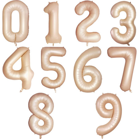 Balon din Folie Metalizata, Cyrax, Figurina Cifra, Model 5, Tema Aniversare 100 cm, Ambalaj Individual, Pai Inclus, Umflare cu Aer sau Heliu, Crem