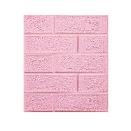 Set 10 Placi Tapet 3D,  35 x 38 cm, Grosime 3 mm, din Polietilena, Model Caramida, Suprafata acoperita 1.33 mp, Roz