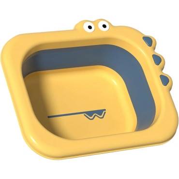 Lavoar Pliabil, Cyrax, pentru Copii, din PP/TPE, Portabil, Model Crocodil, 30x24.5x9 cm, Galben/Albastru