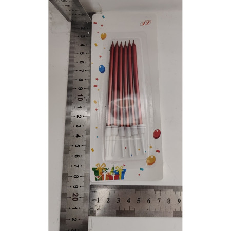 Set 6 Lumanari de Tort, Cyrax, din Parafina, 11 x 0.4 cm, Lucioase, Rosu