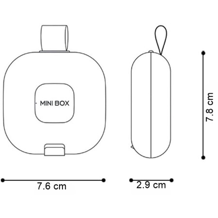 Cutie Depozitare Medicamente,  4 Compartimente, Inchidere Etans, Portabila, Patrat, Alb/Negru, PP, 7.6x2.9x7.8 cm