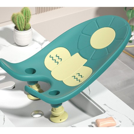 Suport de Baie Bebelusi, Cyrax, 0-12 luni, Montare pe Chiuveta/Lavoar/Cada, Ventuze Antiderapante cu Intaltime Reglabila, 50 x 24 x 12.5 cm, Verde