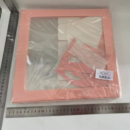 Set 4 Cutii pentru Baloane, Cyrax, Model Scris Love, Tematica Iubire, Cuburi Decorative din Plastic, Accesorii pentru Petrecere, 30 x30 cm, Transparente Contur Roz