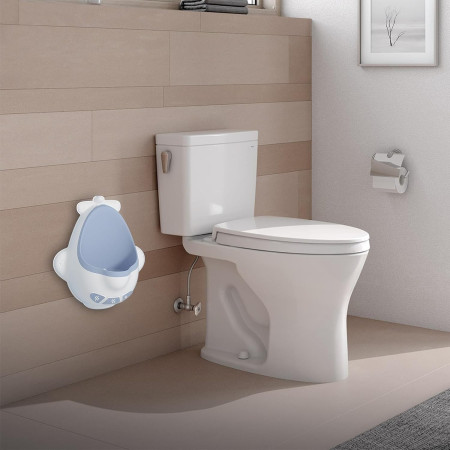 Pisoar pentru Baieti, Cyrax, 0-8 Ani, in Forma de Avion, Perie Inclusa, Montare pe Perete, Carlig Autoadeziv Inclus, 29 x 33.5 cm, Alb/Albastru