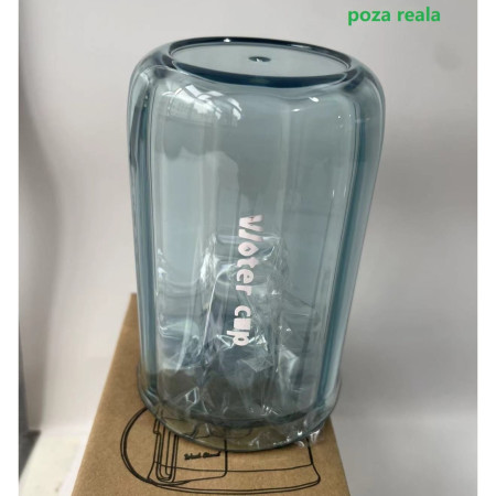 Suport Multifunctional 2 in 1, Pahar si Suport pentru Periuta de Dinti,  Plastic, Dimensiune: 10.4 x 7.3 x 7.3 cm, Albastru