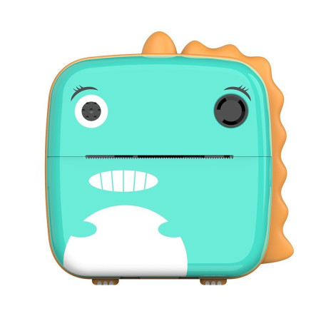 Camera Instantanee pentru Copii, Cyrax, Camera Frontala + Selfie, cu Functie de Printare, Cablu USB-C, Bluetooth, Compatibil iOS/Android, Model Dinozaur, Snur Inclus, Verde