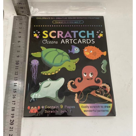 Set 9 Planse Razuibile, Cyrax, Scratch ArtCards, +3 Ani, de Razuit si de Colorat, 19 x 14 cm, Model Ocean, Multicolor