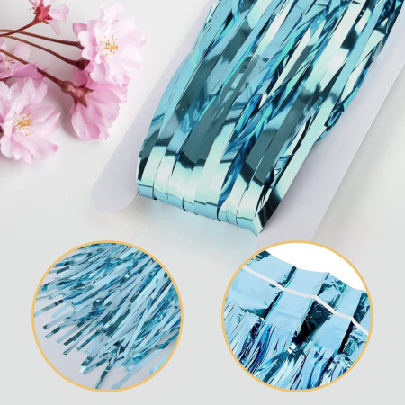 Perdea Franjurata, Cyrax, Model Decor Petrecere, pentru Fundal de Poze, Amenajare Colorata a Petrecerii, Dimensiune 100x200 cm, Albastru Deschis