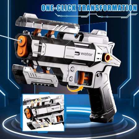 Pistol Manual cu Apa, Cyrax, Jucarie Pistol cu Apa Sigur Pentru Copii, Design Nou S-Shooter Atractiv, 23 x 14.5 cm, Negru Transparent