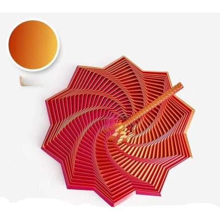 Jucarie Decompresie, Cyrax, Model Stea 3D, DuoChrome, Maner Spirala, Turn Magic Geometric, Multiple Forme, Anti-stress, 11 cm, Rosu/Auriu