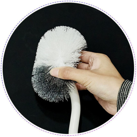 Set 3 Perii pentru Toaleta,  din Silicon, Perie Zimtata, Cap Flexibil, Suport Adeziv pentru Montarea pe Perete, 39 x 19 x 9.8 cm, Gri/Alb