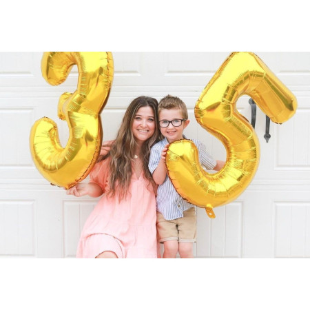Balon din Folie Metalizata Cyrax, Figurina Cifra, Tema Aniversare 40 cm, Ambalaj Individual, Pai inclus, Umflare cu Aer sau Heliu, Auriu, Cifra 3