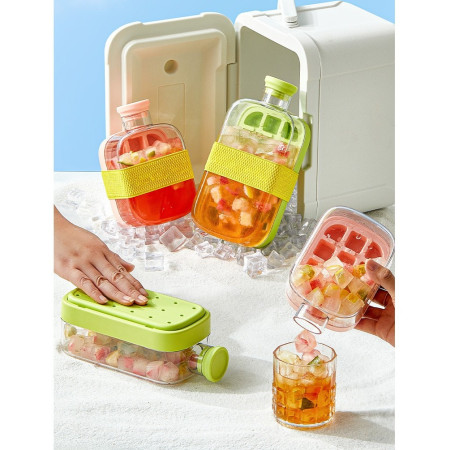 Forma de Gheata, Cyrax, 2in1, Tip Sticla cu Pai, 500 ml, 12 Cuburi, 16.3 x 10.8 x 8 cm, Roz