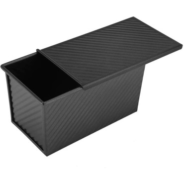 Tava pentru Paine, Cyrax, din Otel Carbon, 450 g, cu Capac, Antiaderenta, 21 x 11 x 11.5 cm, Negru