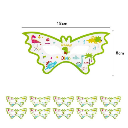 Set 10 Masti Decorative, Cyrax, Colectia Dino Park, 18 x 8 cm, din Carton, Multicolor