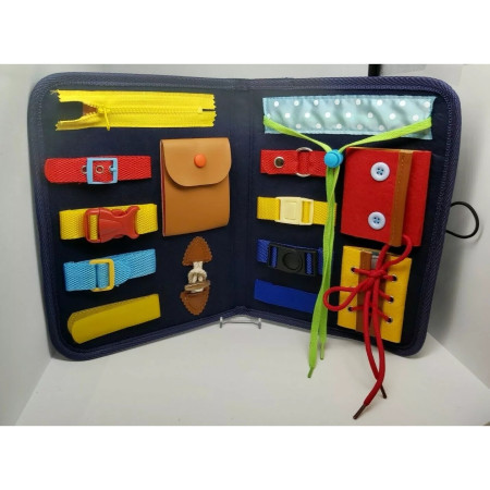 Carte Senzoriala Educativa Montessori, Cyrax, Dezvoltare Abilitati Motorii, 2 Pagini, 28x22x3 cm, Albastru