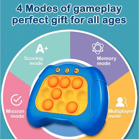 Joc Pop It, Cyrax, consola, joc interactiv, antistres, cu baterii, Abs si silicon, Roz, 12 x 10 x 5.8 cm