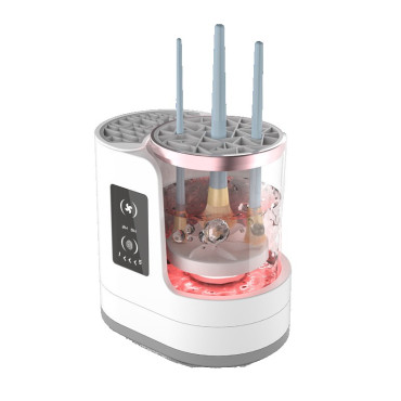 Dispozitiv Portabil de Curatare a Pensulelor de Machiaj, Cyrax, cu Functie de Uscare, 5V, 850RPM, Cablu 1.2 m, 17.3 x 12.1 x 17.5 cm, Alb