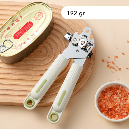 Desfacator de Conserve 3 in 1, Cyrax, Instrument pentru Deschis Conserve, Sticle, Otel inoxidabil, Simplu de Utilizat, Maner Anti alunecare, 21.5 x 4.7 cm Alb