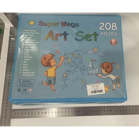 Set 208 Piese, Complet pentru Pictura si Desen, Cyrax, Tip Servieta, 3-12 Ani, 32.6 x 27.7 x 6 cm, Albastru