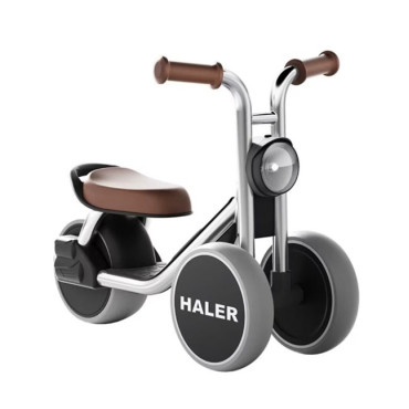 Tricicleta pentru Copii, Cyrax, Exercitiu de Echilibru, pentru 1-6 Ani, Lumina LED, Fara Pedale, din Plastic, Roti 7.8 cm, Greutate Portanta 50 kg, 43 x 58 x 35 cm, Gri