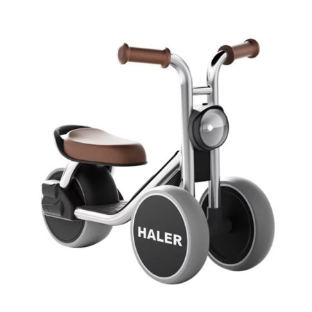 Tricicleta pentru Copii, Cyrax, Exercitiu de Echilibru, pentru 1-6 Ani, Lumina LED, Fara Pedale, din Plastic, Roti 7.8 cm, Greutate Portanta 50 kg, 43 x 58 x 35 cm, Gri