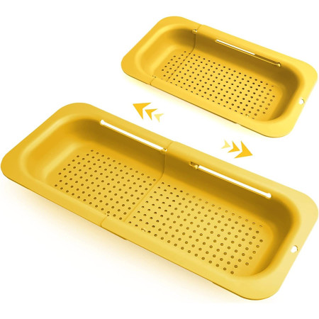 Cos pentru Scurgere Chiuveta de Bucatarie, Cyrax, Plastic, Telescopic, 36x20x5 cm, Galben