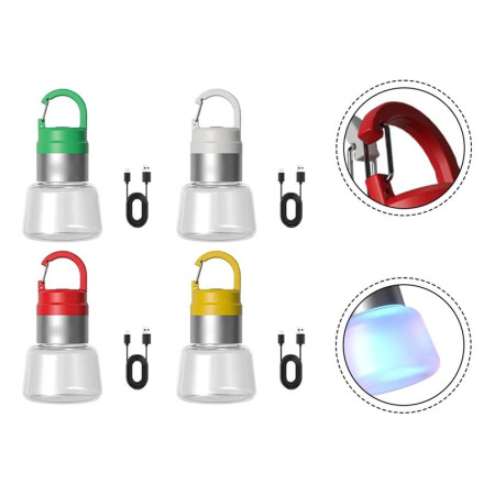 Lampa Portabila,  de Voiaj/Camping, Incarcare USB, IPX5, LED RGB, din ABS, 300 mAh, 10 x 5.5 x 5.5 cm, Galben