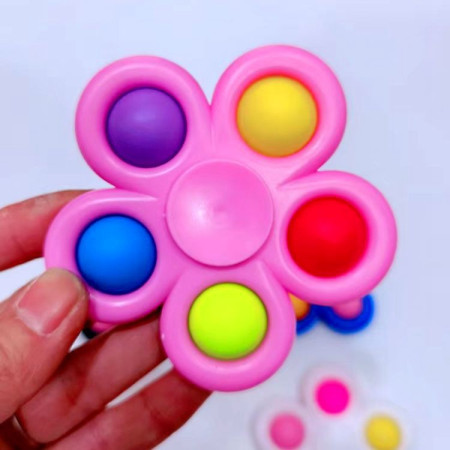 Cyrax Jucarie Push Pop Bubble Fidget, Pop It, breloc antistres, Floare, Multicolor/Roz