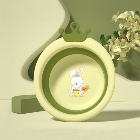 Cada Pliabila pentru Baie pentru Copii, Cyrax, Cadita pentru Bebelusi, Model Rotund cu Iepuras, Verde, 30x31x3.5 cm, 3.3 L