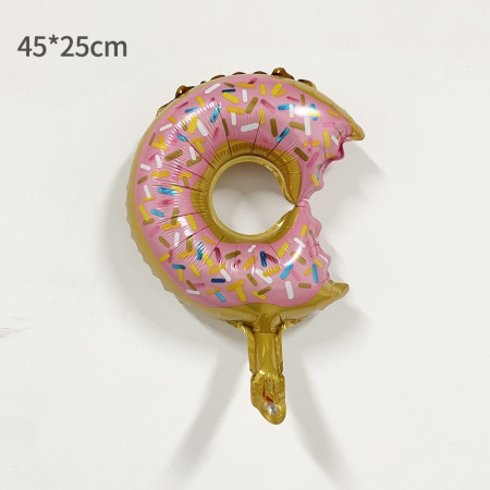 Balon din Folie Metalizata, Cyrax, Mini Figurine Dulciuri, Model Gogoasa Muscata, Tematica Aniversare, 45x25 cm, Ambalaj Individual, Pai Inclus, Umflare cu Aer sau Heliu, Multicolor