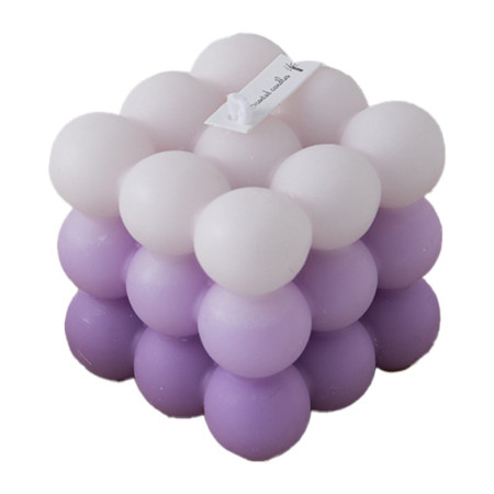 Lumanare Parfumata,  din Ceara De Soia, Model Cub, Gradient in 3 Culori Pale, 6x6x6 cm, Aroma de Lavanda, Mov