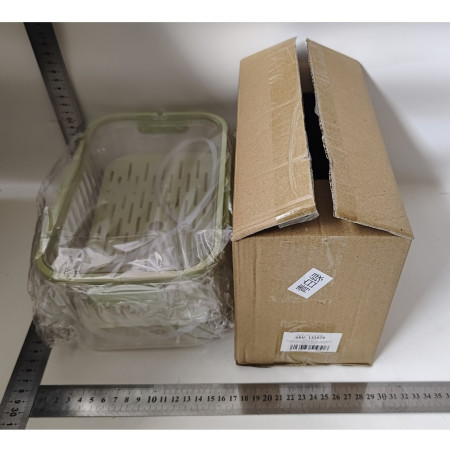 Cutie de Depozitare Portabila, Cyrax, cu Separator pentru Gheata si Scurgere, Mentine Rece, Caserola Pranz, 25x16.5x11.5 cm, Verde/Transparent