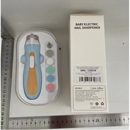 Pila Electrica, Cyrax, pentru Copii si Bebelusi, din ABS, 6 Accesorii, cu Lumina LED, 9.5 x 6 x 17 cm, Albastru/Portocaliu