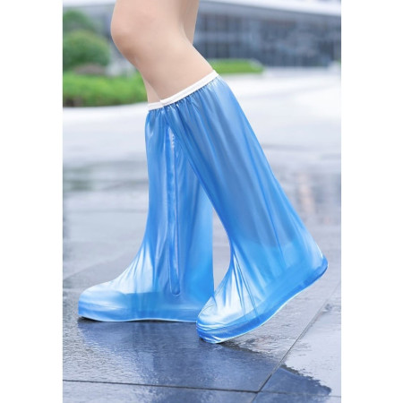 Protectie Incaltaminte pentru Ploaie si Noroi,  Impermeabila, Talpa Antiderapanta, cu Fermoar si Capsa, Inaltime 40 cm, Marime XXL 42-43, Albastru