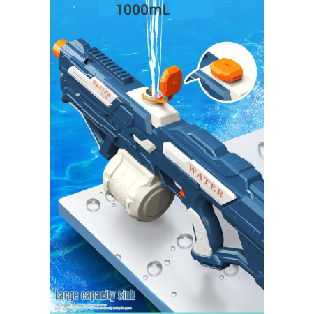 Pistol cu Apa pentru Copii, Rezervor 600ml, Cyrax, 14ani+, cu baterie 1500mAh, Electric Burst, Albastru/Alb, 1000ML